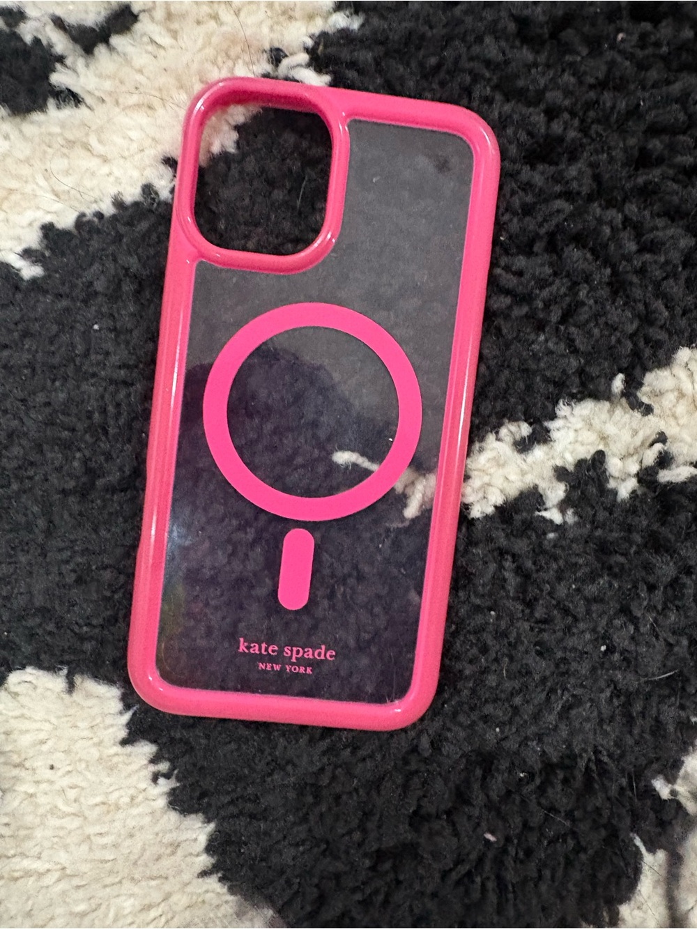 kate spade Clear iPhone Case with Hot Pink Trim and MagSafe Ring iPhone 16 plus